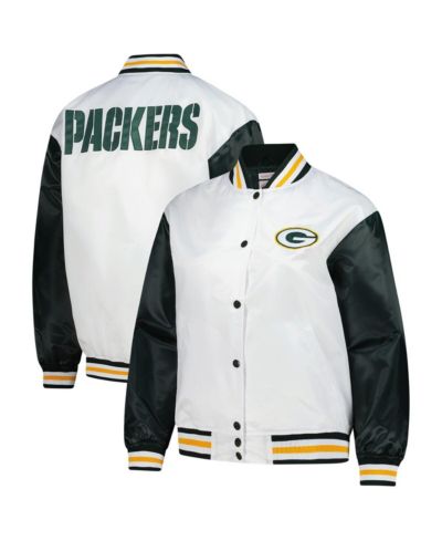 Женская атласная куртка Mitchell & Ness White Green Bay Packers, Plus Size