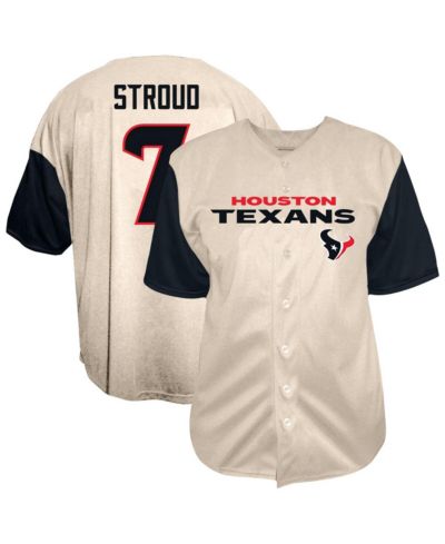 Мужская рубашка Fanatics C.J. Stroud Cream Houston Texans Big & Tall Baseball Button-Up