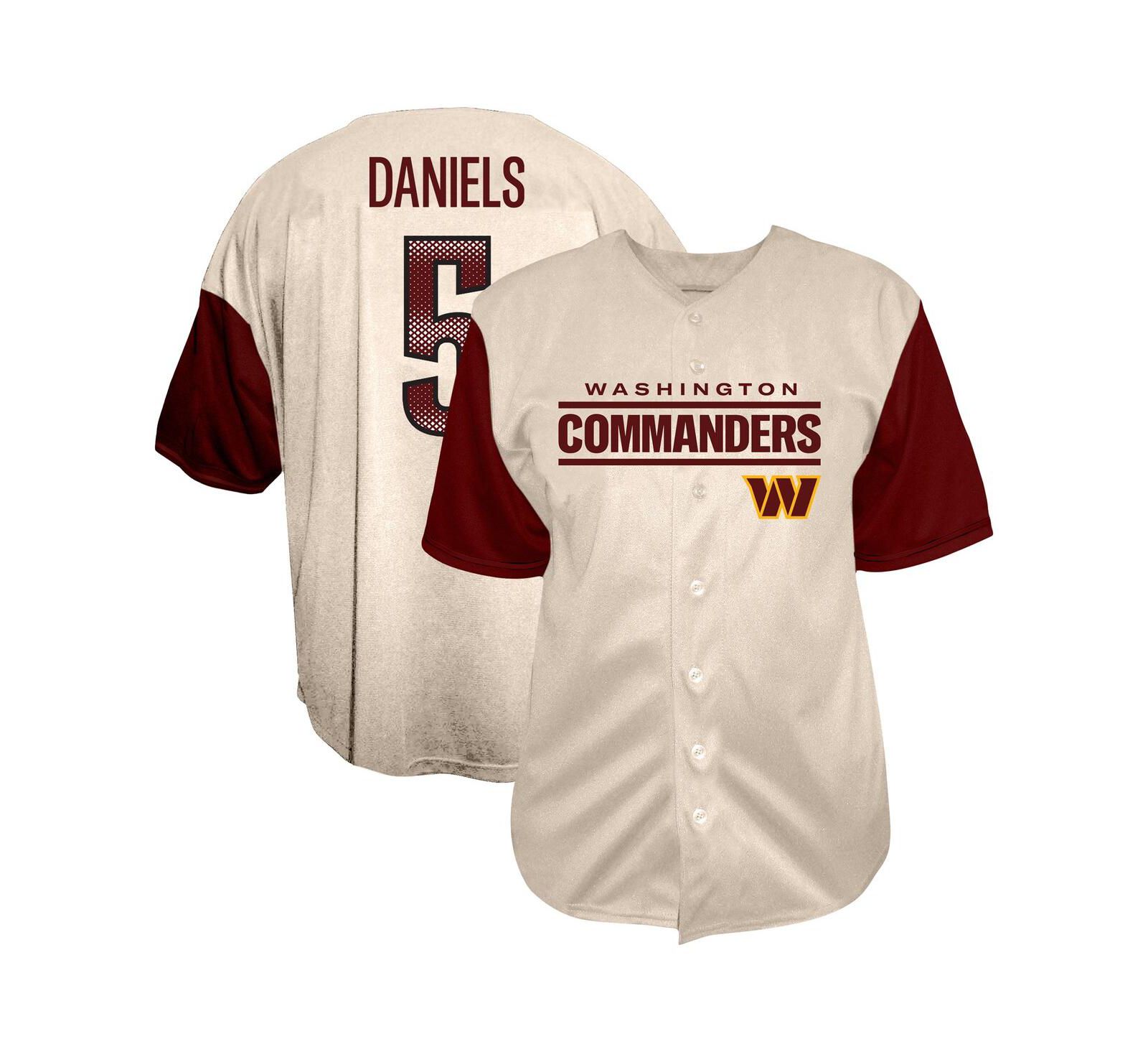 Мужская рубашка Fanatics Jayden Daniels Washington Commanders Cream Big & Tall на пуговицах