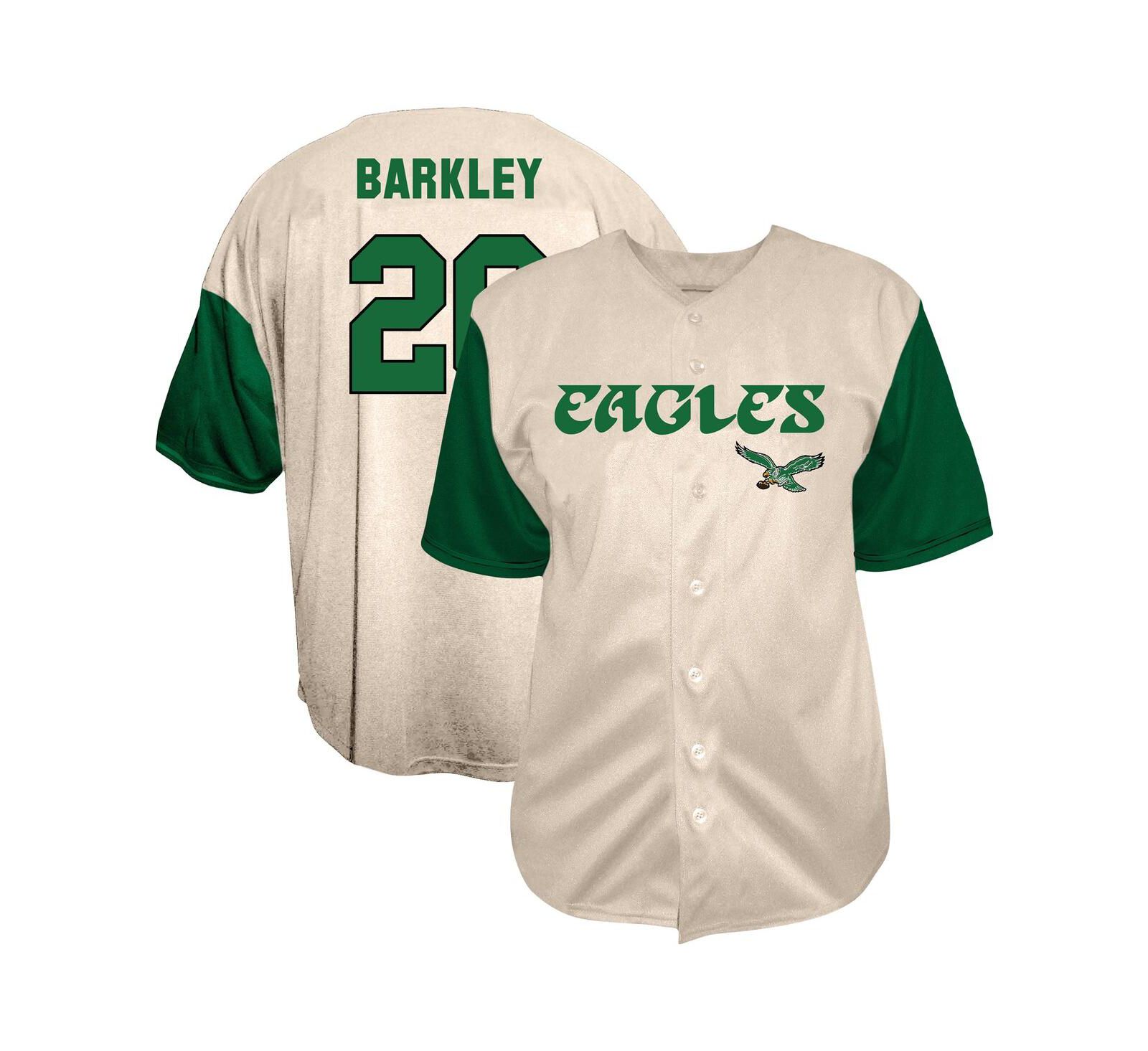 Мужской Fanatics Saquon Barkley Cream Philadelphia Eagles Big & Tall Baseball Button-Up Shirt