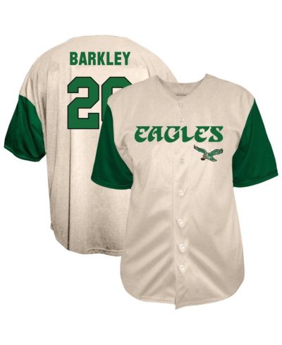 Мужской Fanatics Saquon Barkley Cream Philadelphia Eagles Big & Tall Baseball Button-Up Shirt