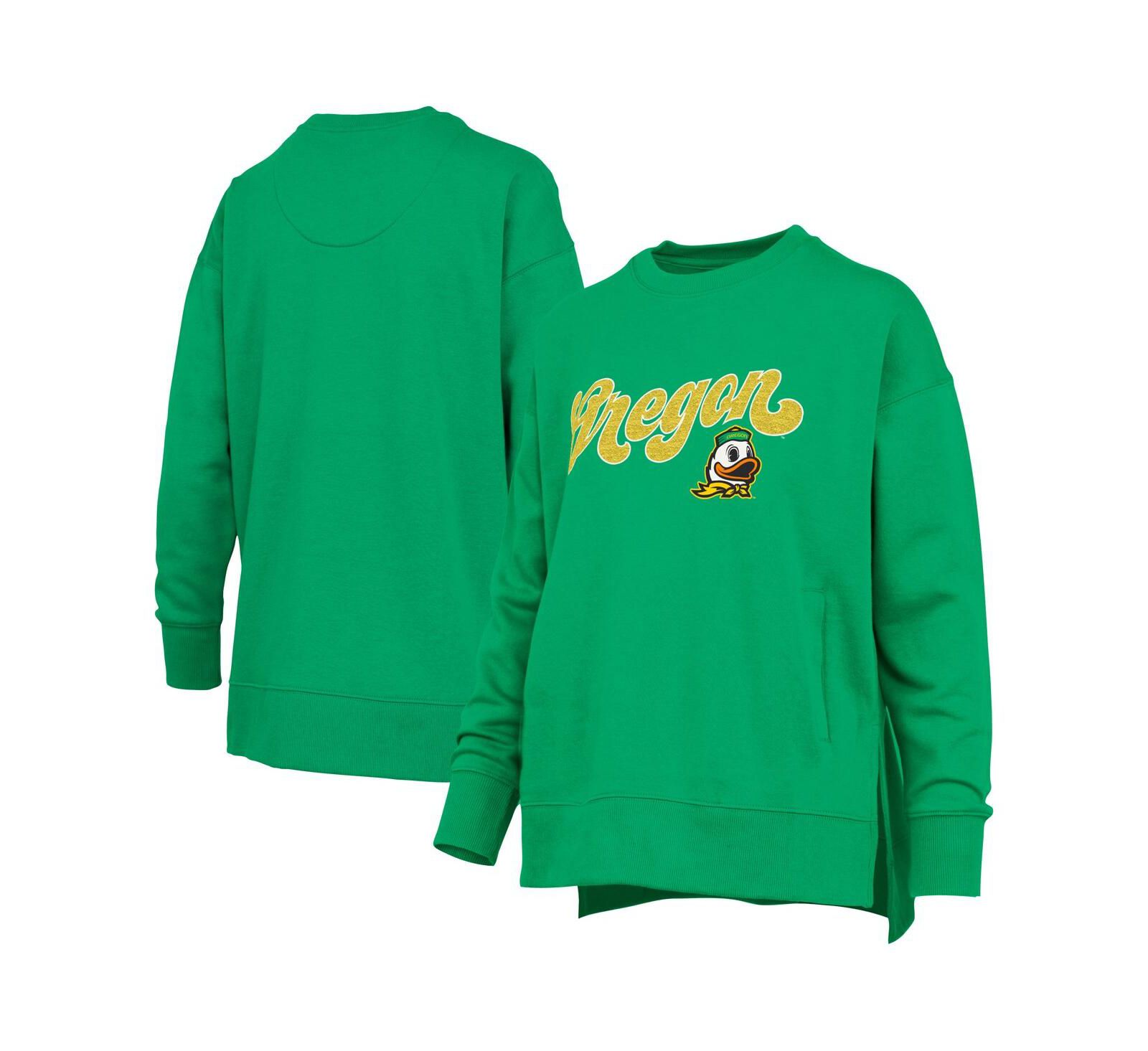 Pressbox Women's Green Oregon Ducks Bonanza Chenille Harper Script Sweatshirt