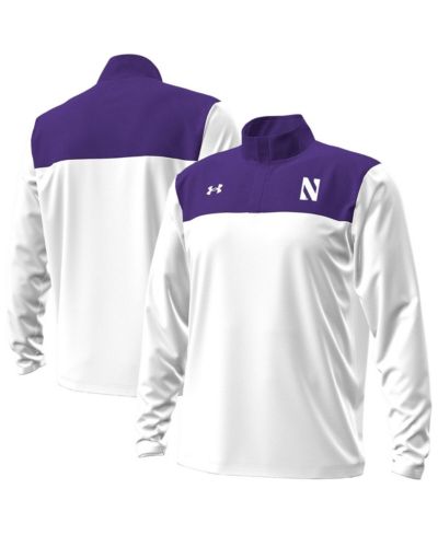 Мужское худи Under Armour White/Purple Northwestern Wildcats Green Blocked Quarter-Zip Pullover