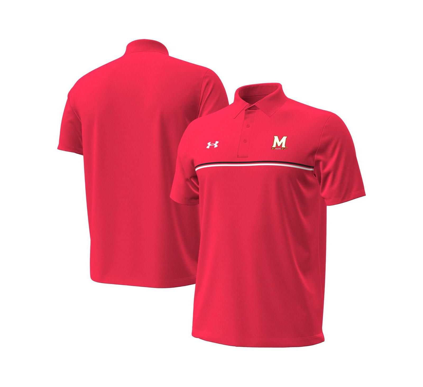 Under Armour Men's Red Maryland Terrapins Performance Drive Chest Stripe Polo Shirt