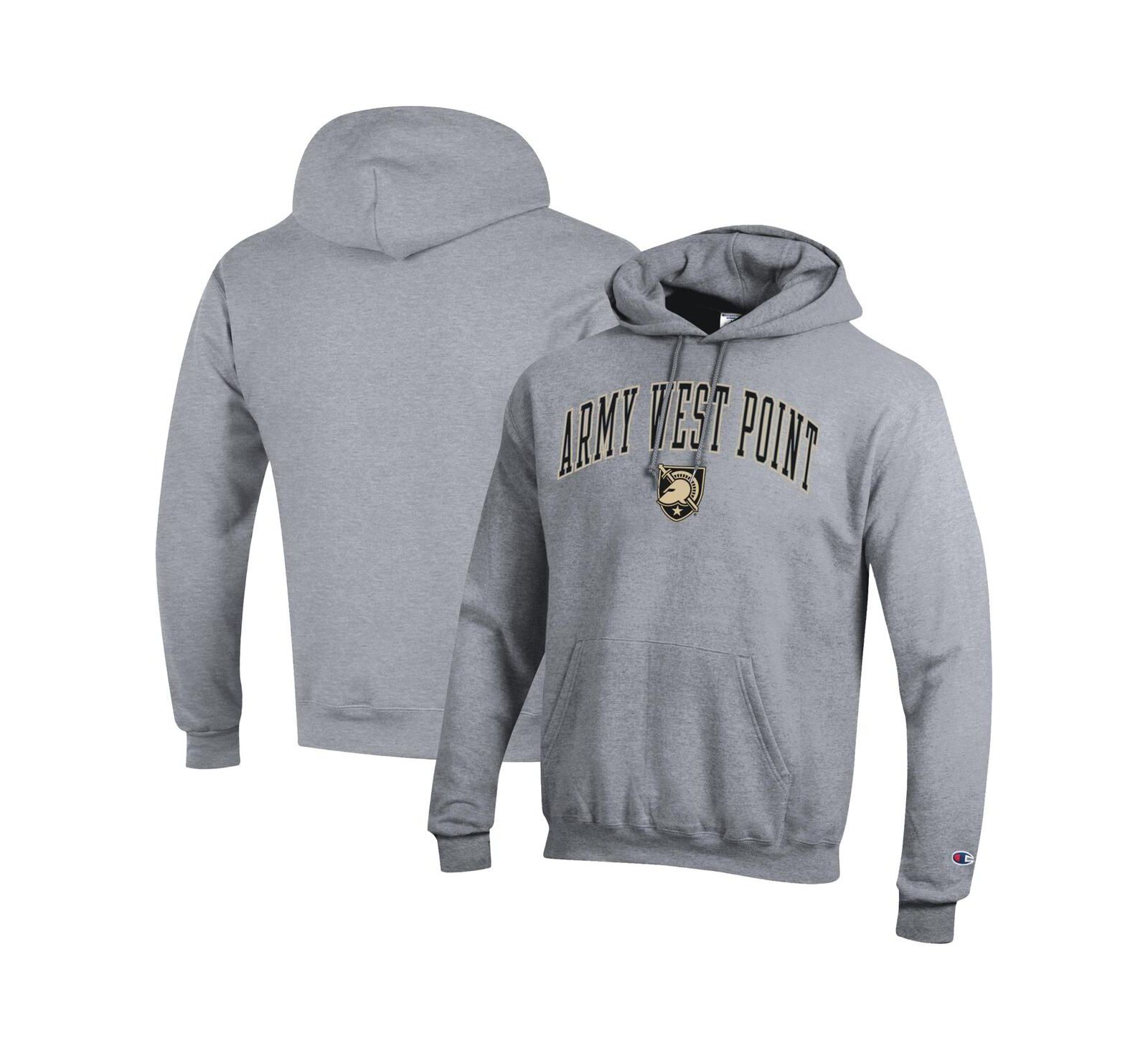 Champion Men's Heather Gray Army Black Knights Basic Arch Fleece Pullover Hoodie