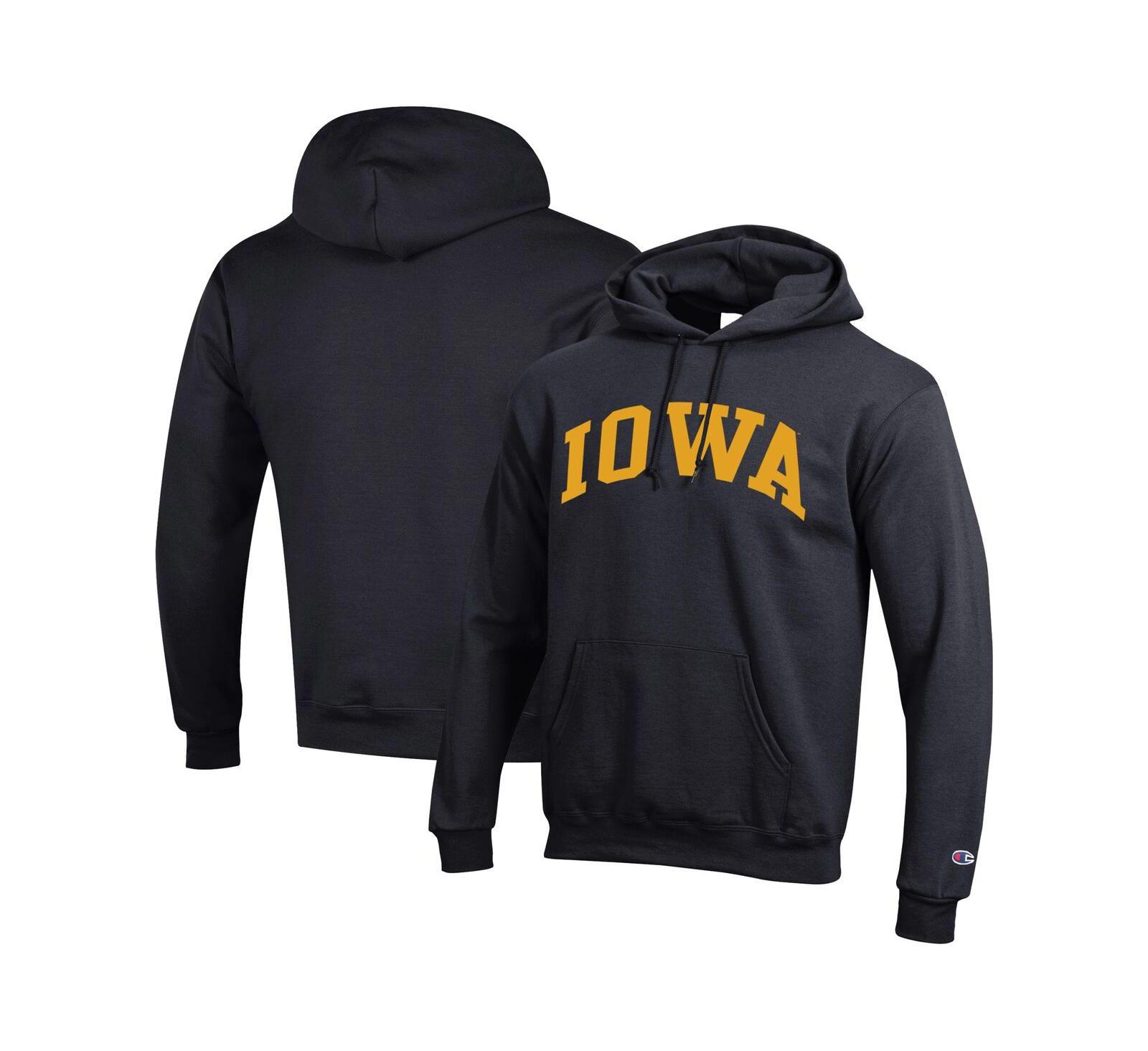 Champion Men's Black Iowa Hawkeyes Basic Arch Fleece Pullover Hoodie