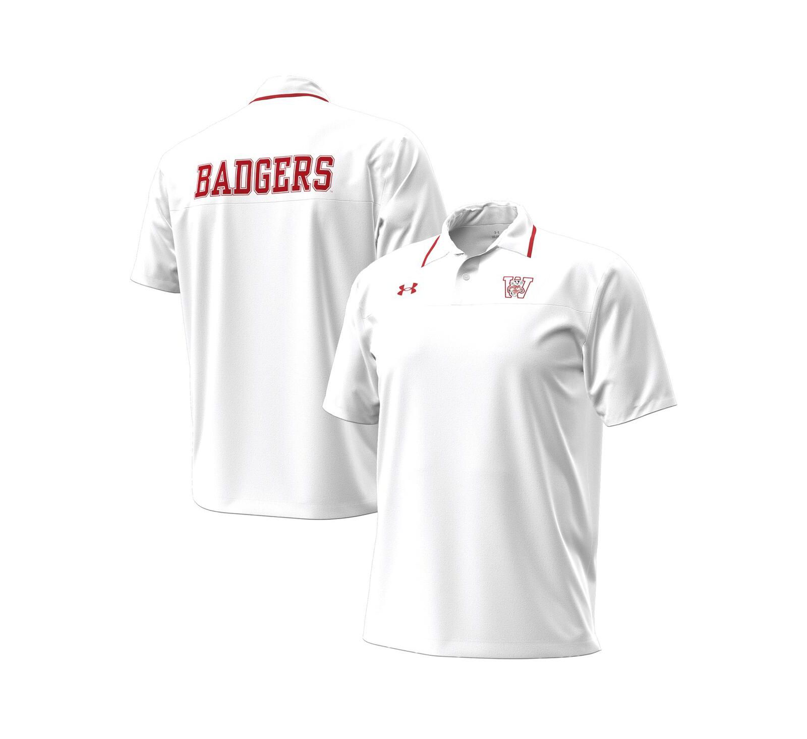 Under Armour Men's White Wisconsin Badgers 1980 Throwback Game Polo Shirt
