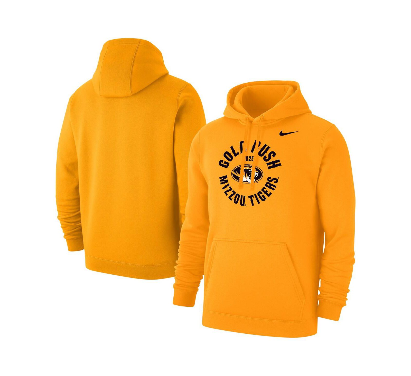 Nike Мужское золотое худи Missouri Tigers 2025 Gold Rush Club Fleece