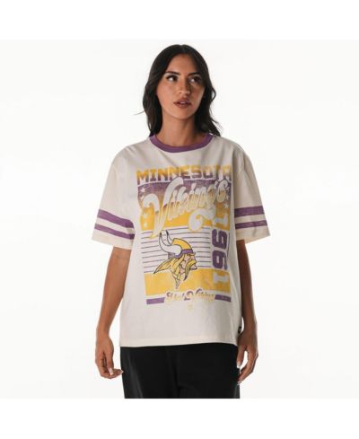 The Wild Collective Women's Cream Minnesota Vikings Vintage Drop Shoulder Oversized Boyfriend T-Shirt