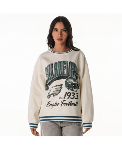 Женская оверсайз винтажная толстовка из футера The Wild Collective Philadelphia Eagles кремового цвета