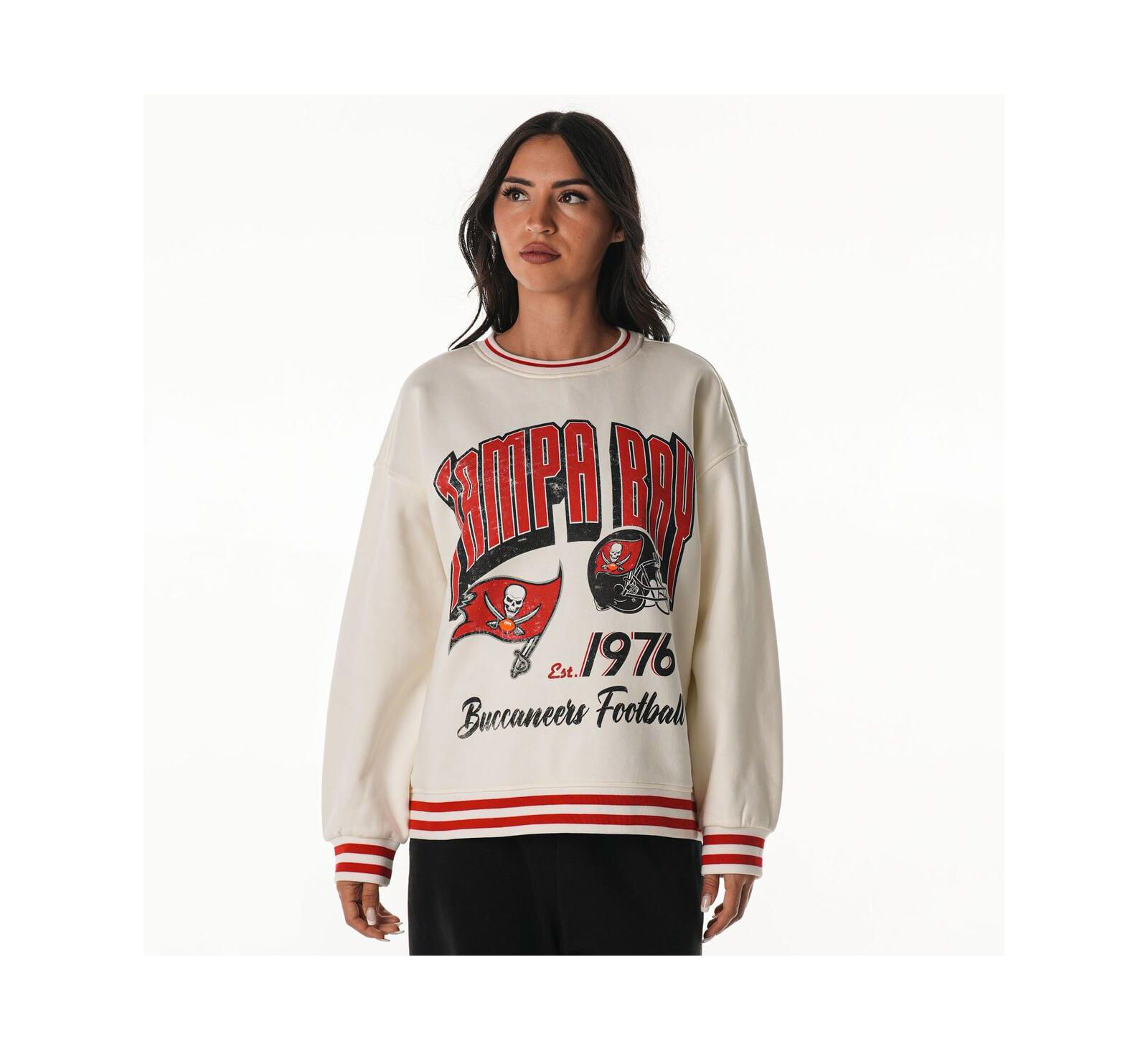 Женское оверсайз свитшот The Wild Collective Cream Tampa Bay Buccaneers Vintage French Terry