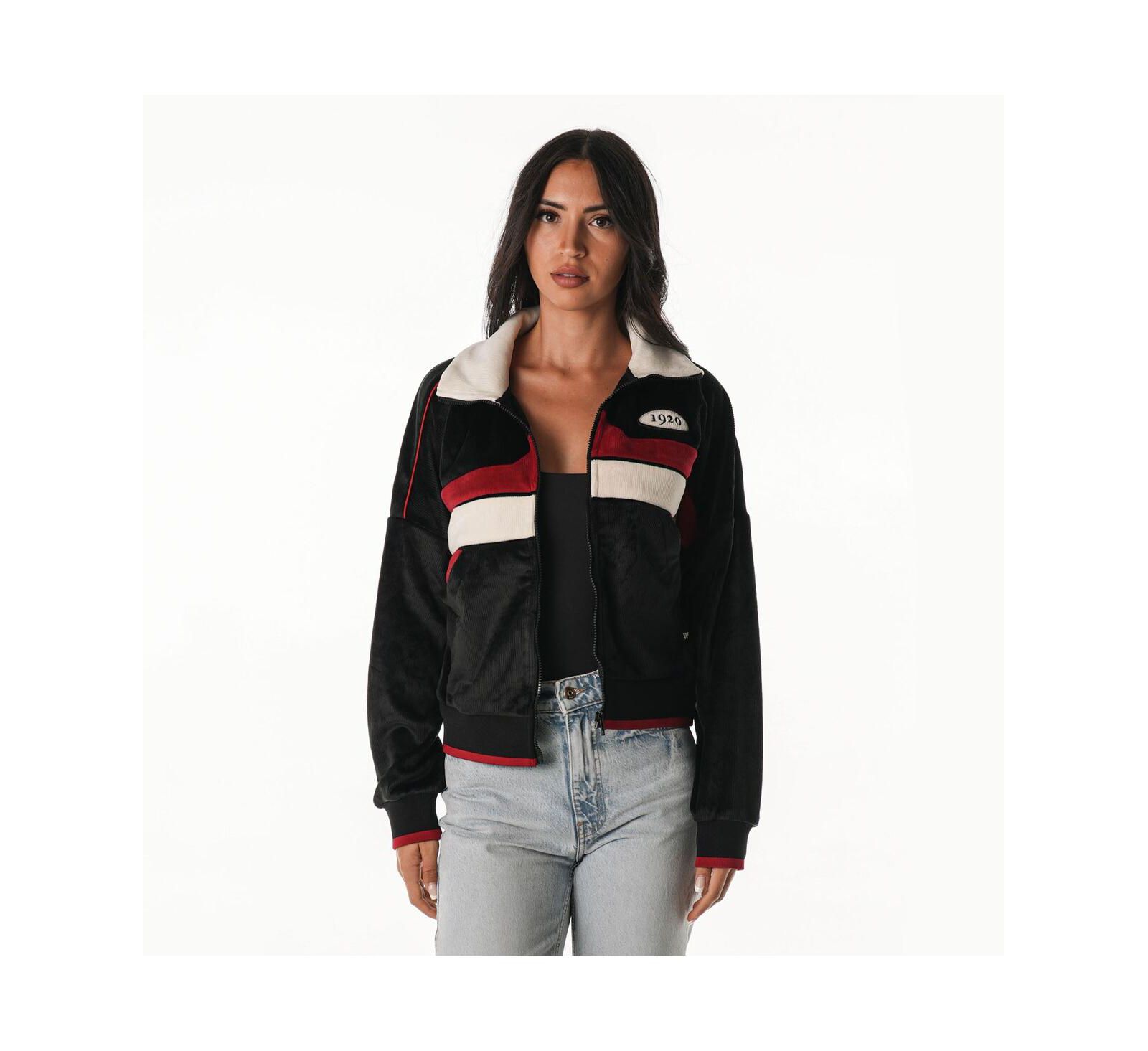 The Wild Collective Women's Black Arizona Cardinals Velvet Corduroy Jacket