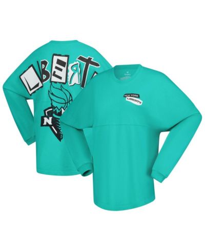 Spirit Jersey Women's Mint New York Liberty Patches Oversized Long Sleeve T-Shirt