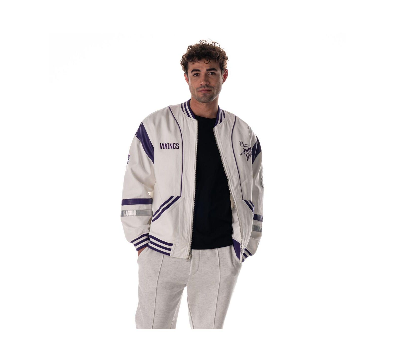 The Wild Collective Men's and Women's White Minnesota Vikings Oversized Retro Full-Zip Jacket