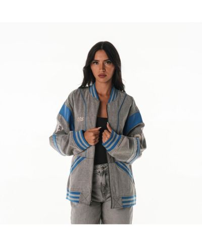 Женская серая ретро куртка The Wild Collective Detroit Lions Oversized Full-Zip