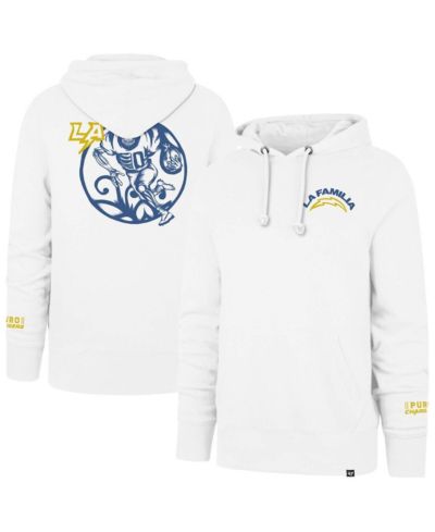 '47 Brand Men's White Los Angeles Chargers La Familia Headline Pullover Hoodie