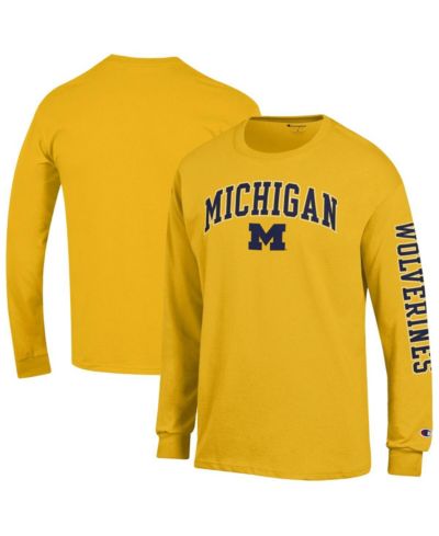 Champion Men's Maize Michigan Wolverines Arch Over Logo 2-Hit Long Sleeve T-Shirt