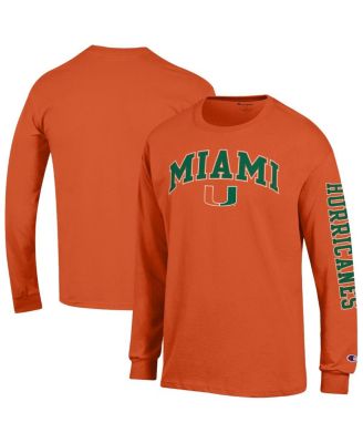 Мужская футболка Champion Orange Miami Hurricanes Arch Over Logo 2-Hit Long Sleeve
