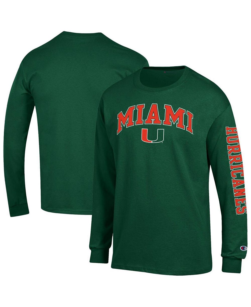 Champion Men's Orange Miami Hurricanes Arch Over Logo 2-Hit Long Sleeve T-Shirt
