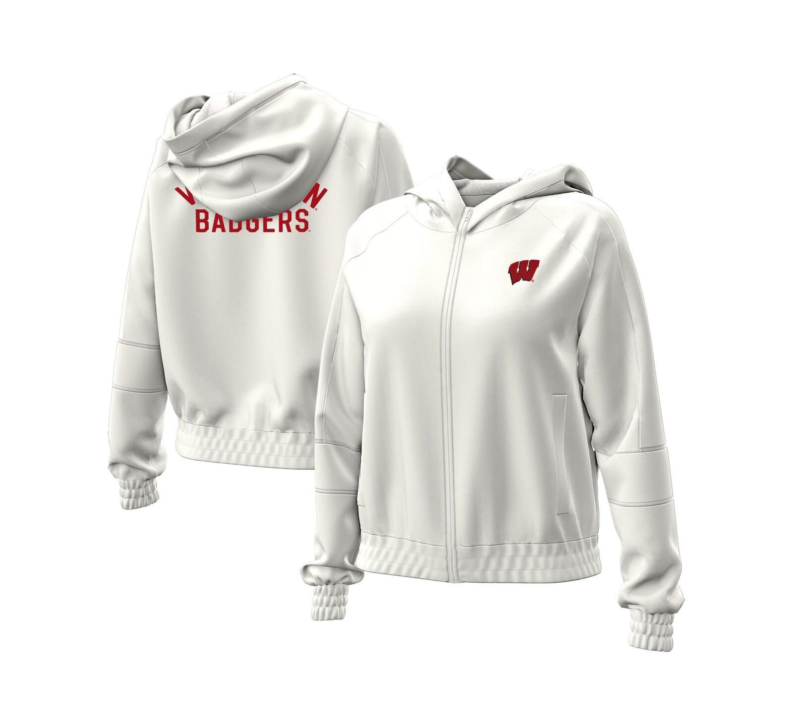 Женское флисовое укороченное худи Under Armour Natural Wisconsin Badgers Gameday Rival Full-Zip