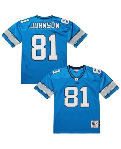 Джерси Mitchell & Ness Men's Calvin Johnson Blue Detroit Lions 2007 Authentic Throwback