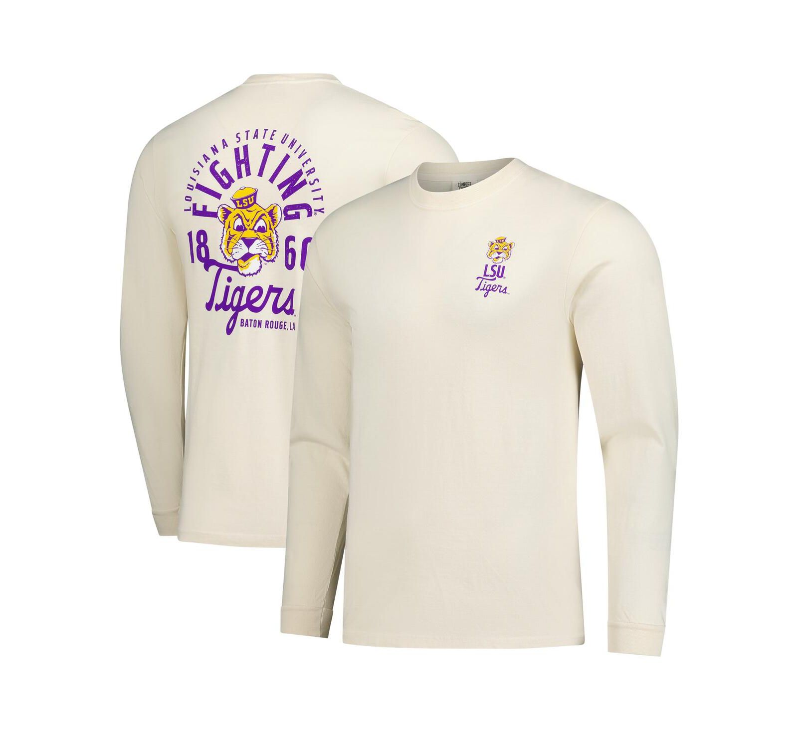 Image One Men's Natural LSU Tigers Comfort Colors Mascot Overlay Long Sleeve T-Shirt