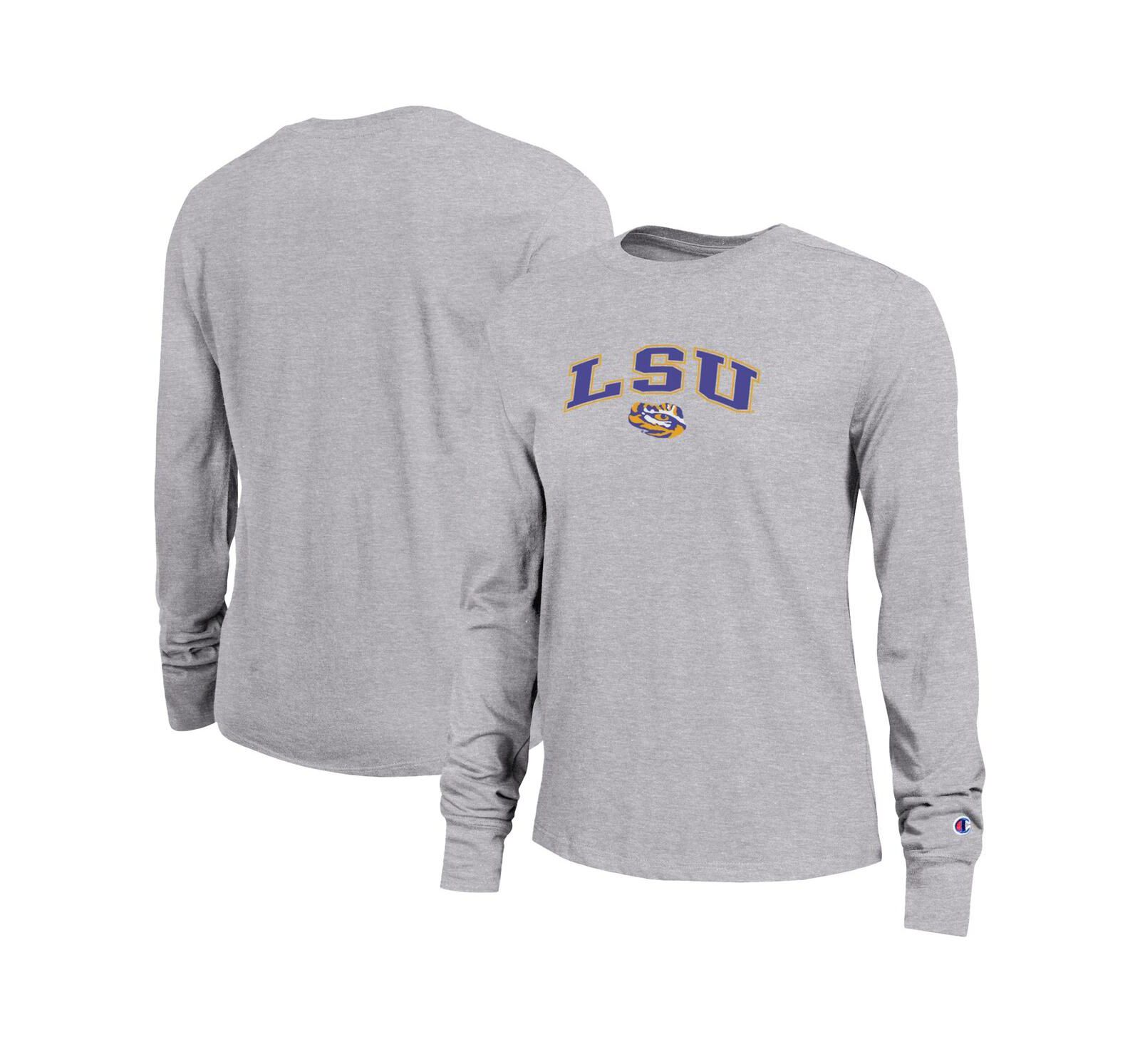 Champion Women's Gray LSU Tigers Arch Over Logo Long Sleeve T-Shirt