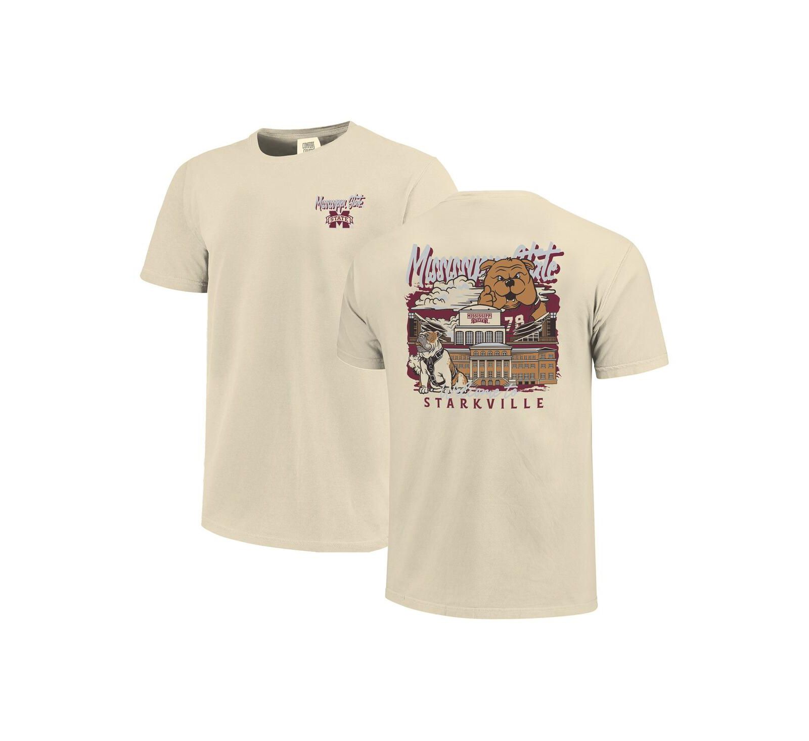 Image One Men's Natural Mississippi State Bulldogs Comfort Colors Hand-Drawn Campus Stack T-Shirt