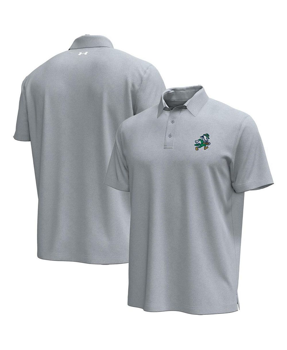 Under Armour Men's Gray Notre Dame Fighting Irish Sporting Leprechaun Icon Polo Shirt