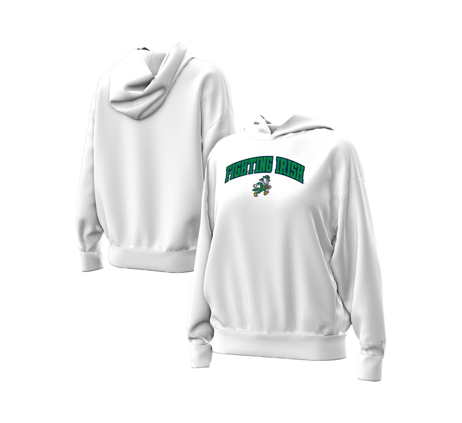 Under Armour Women's White Notre Dame Fighting Irish Leprechaun Icon Fleece Pullover Hoodie