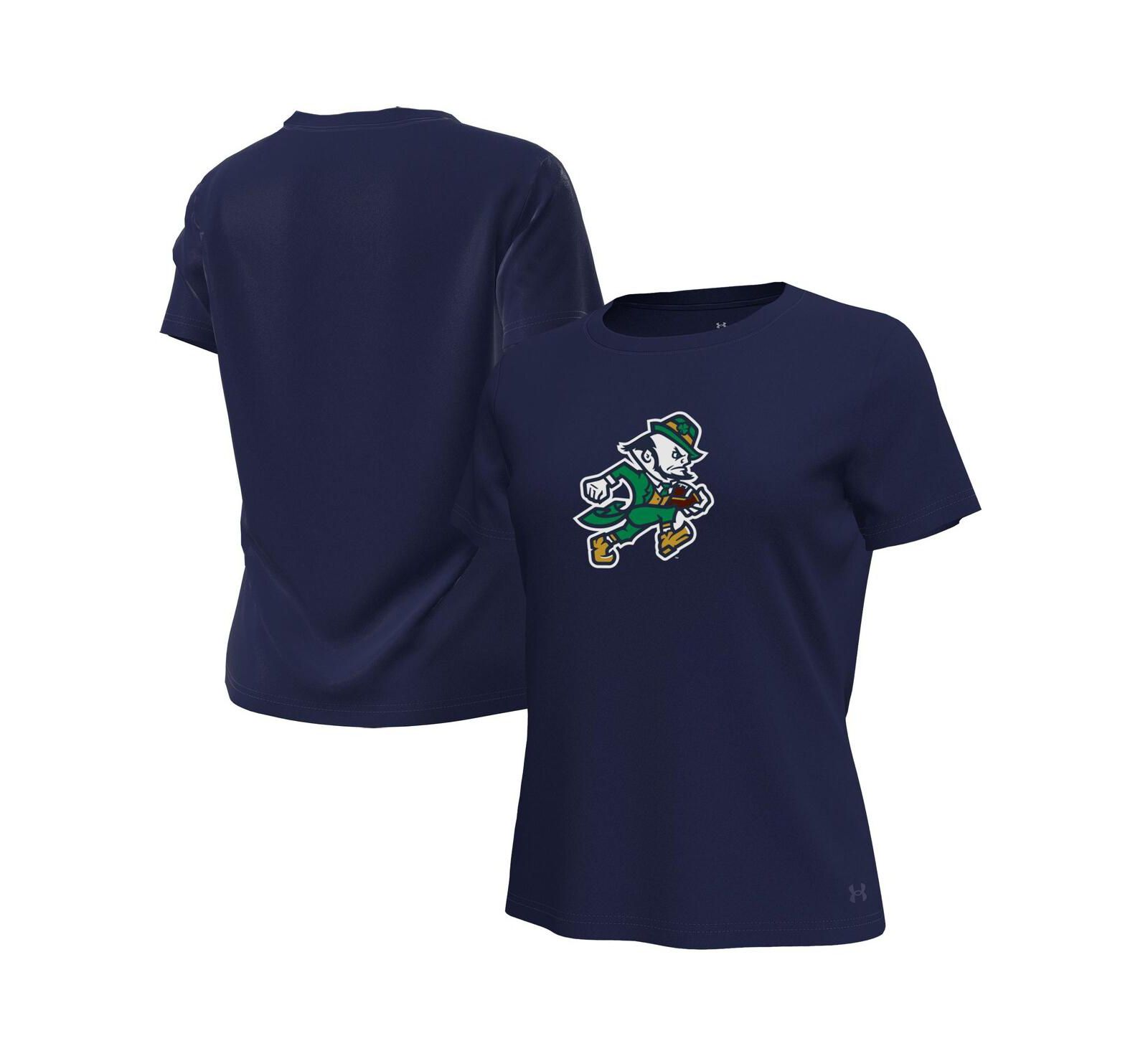 Under Armour Женская футболка Tech Stretch темно-синего цвета Notre Dame Fighting Irish Leprechaun