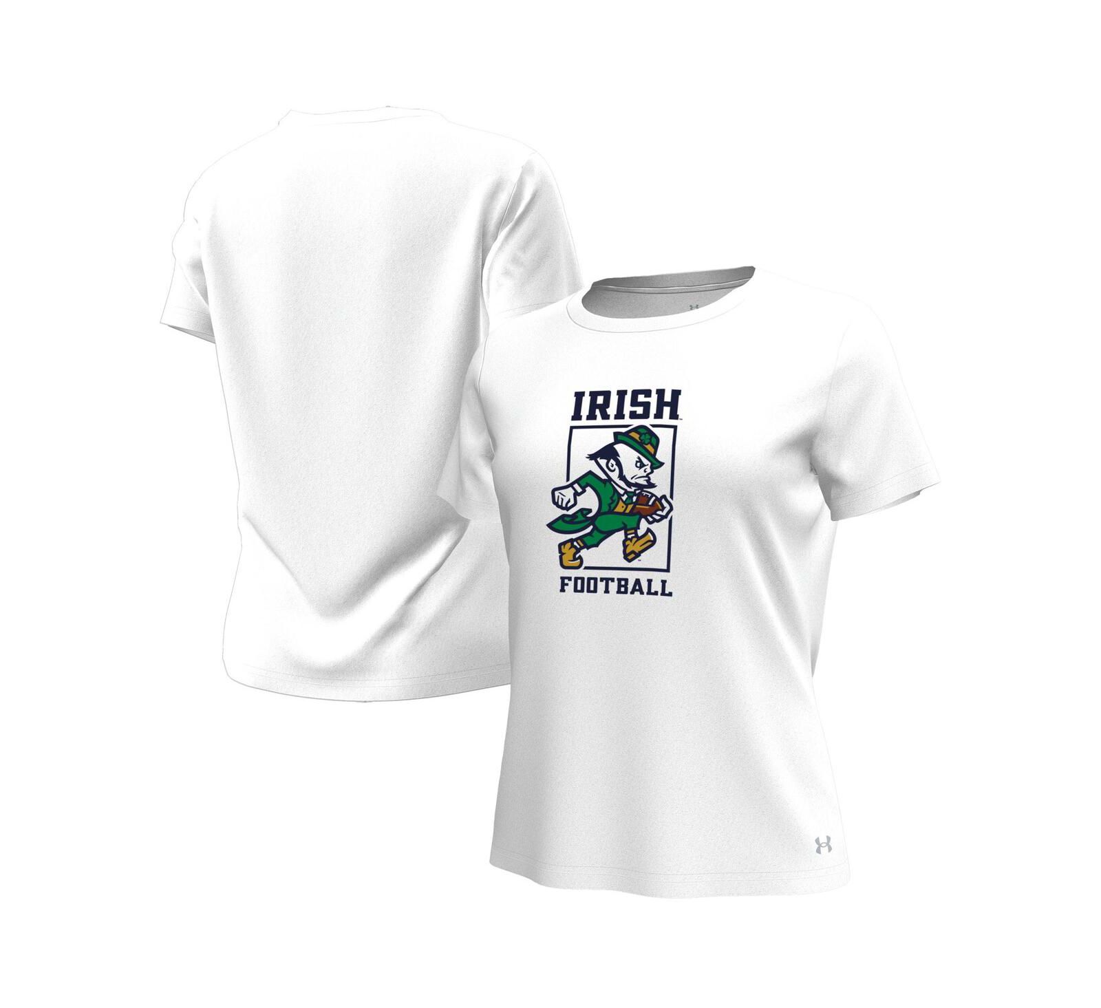 Женская футболка Under Armour White Notre Dame Fighting Irish Leprechaun Tech Stretch