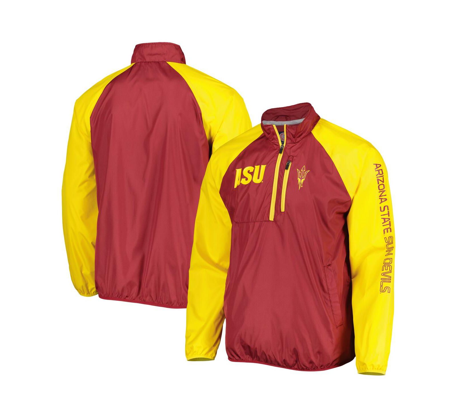 G-III Sports by Carl Banks Men's Maroon/Gold Arizona State Sun Devils Point Guard Raglan Half-Zip Jacket