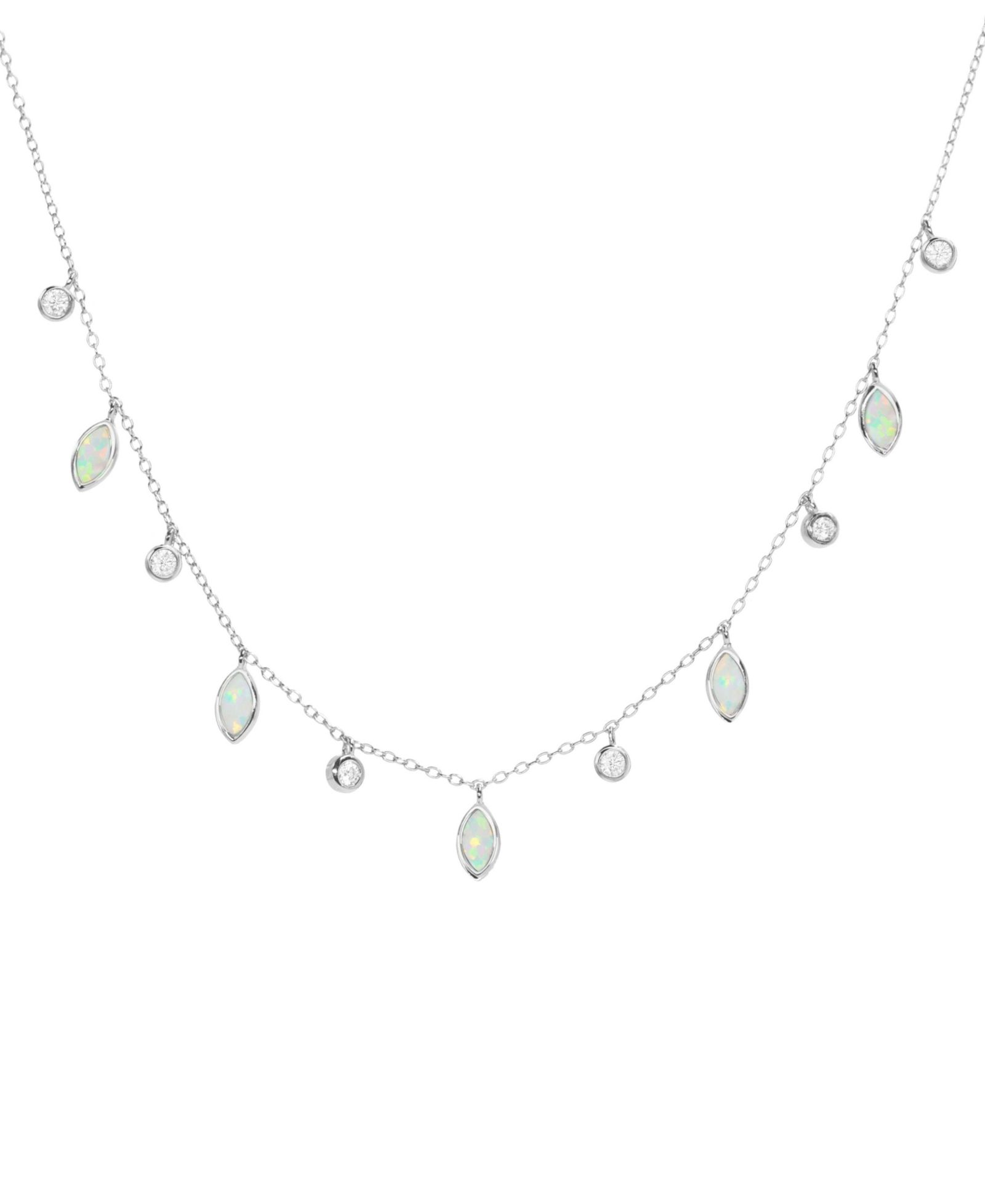 Drops of Spring Necklace with Lab-Grown Opal in Sterling