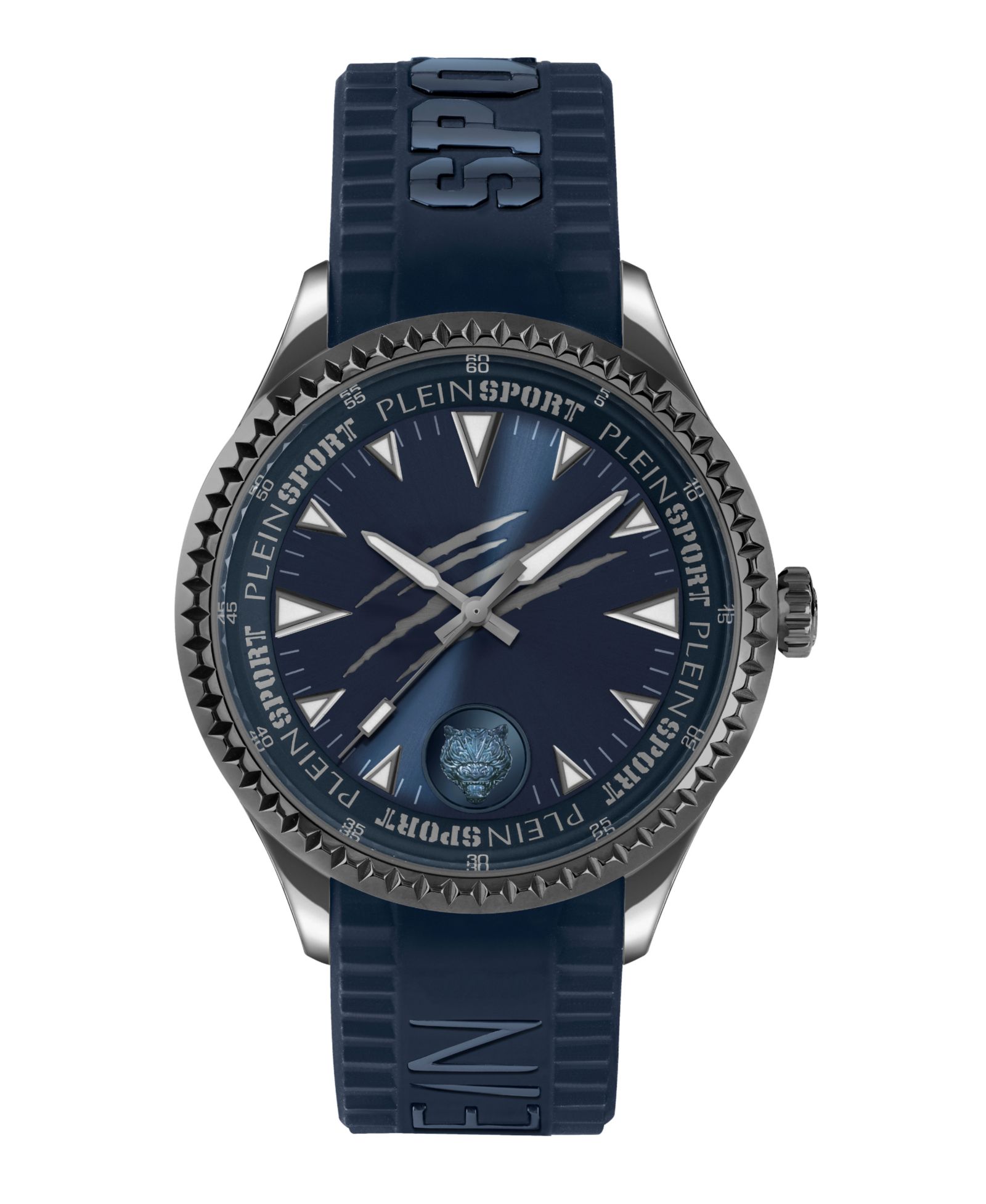 Plein Sport Men's Lineman 3 Hand Quartz Blue Silicone Strap Watch, 45mm