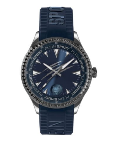 Plein Sport Men's Lineman 3 Hand Quartz Blue Silicone Strap Watch, 45mm