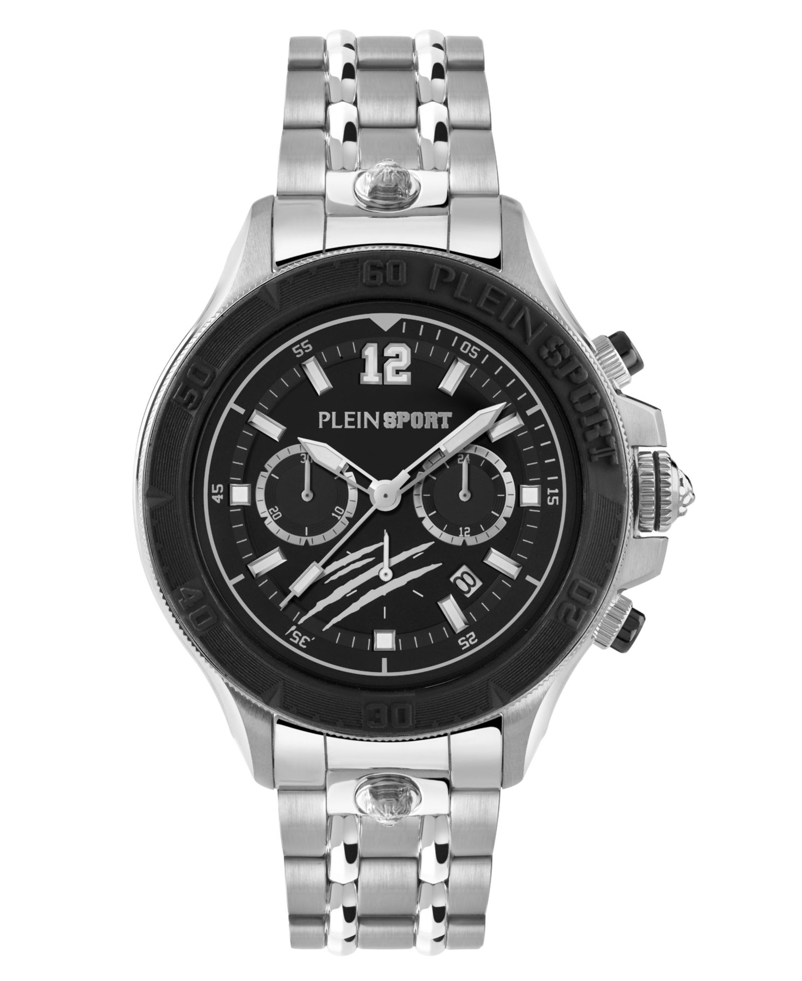 Plein Sport Men's Warrior Tech Chronograph Date Quartz Stainless Steel Bracelet Watch, 47.5mm