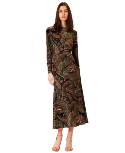 julia jordan Женский Midi Velvet Printed Long-Sleeve Dress