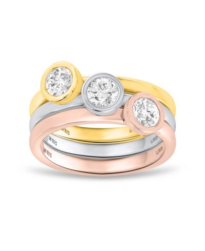 3-Pc. Lab-Grown Diamond Ring (1.ct. t.w.) Set in Sterling Silver, 14k Gold Plating & 14k Rose Gold Plating Sterling Silver