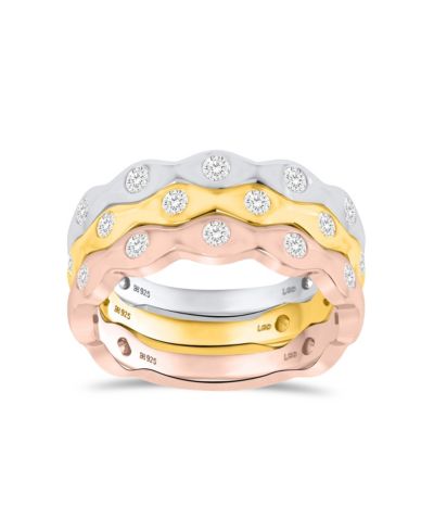Кольцо Forever Grown Diamonds 3-Pc. Lab-Grown Diamond Stack (1.ct. t.w.) из стерлингового серебра с напылением 14k Gold и 14k Rose Gold
