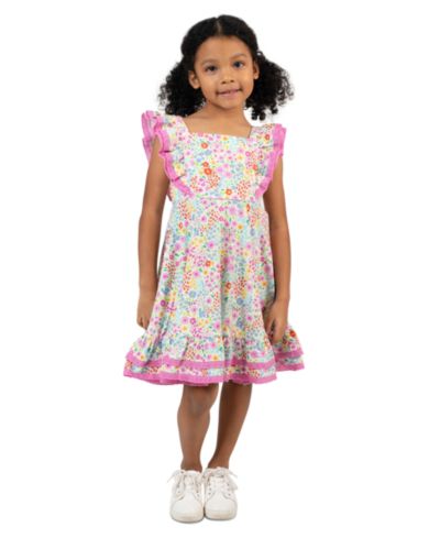 Детское миди-платье Rare Editions Girls' 2T-6X Knit Print Square Neck Dress