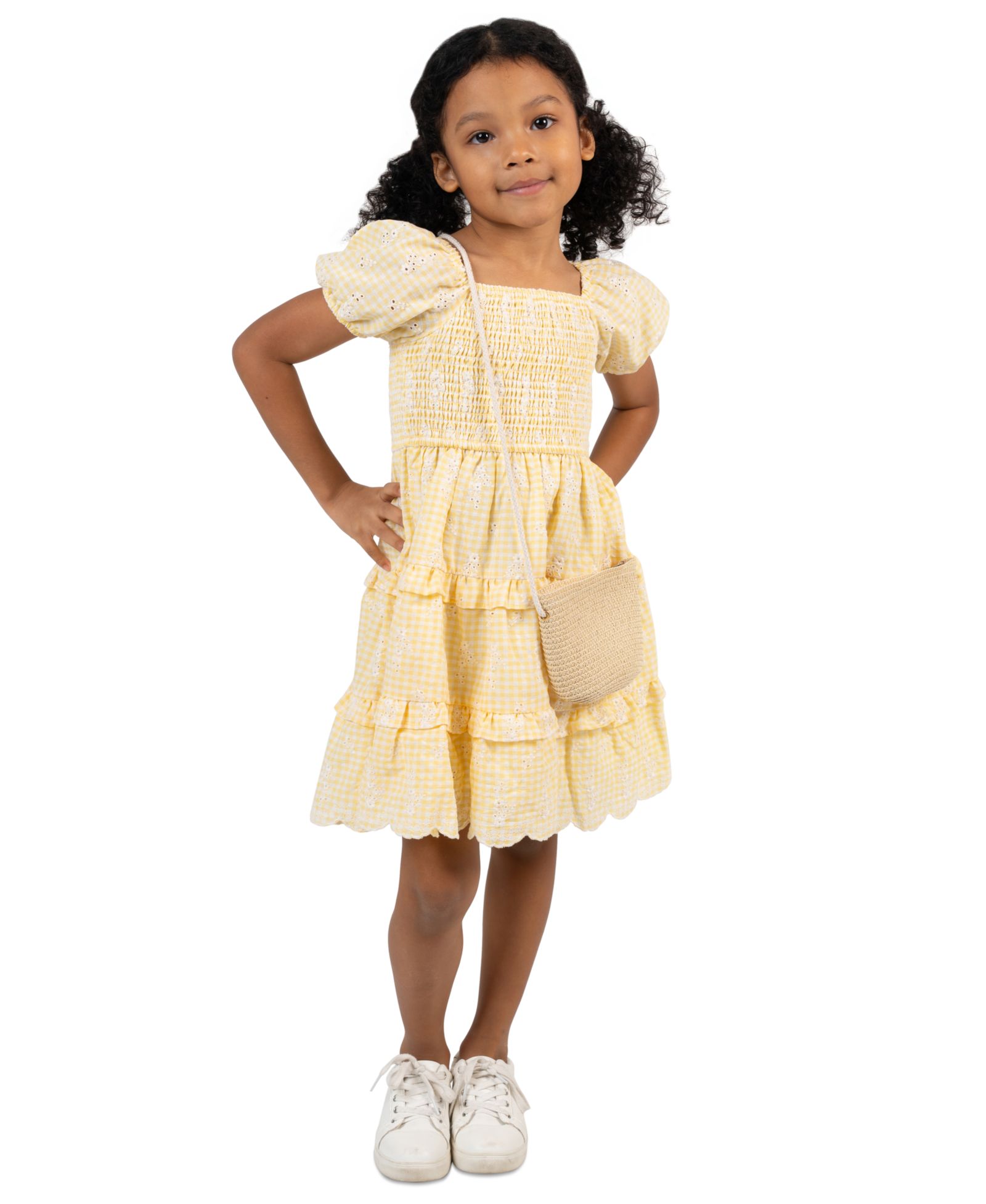 Rare Editions Детский комплект из платья и сумки Eyelet Smocked Square Neck, 2-Piece Set, 2T-6X