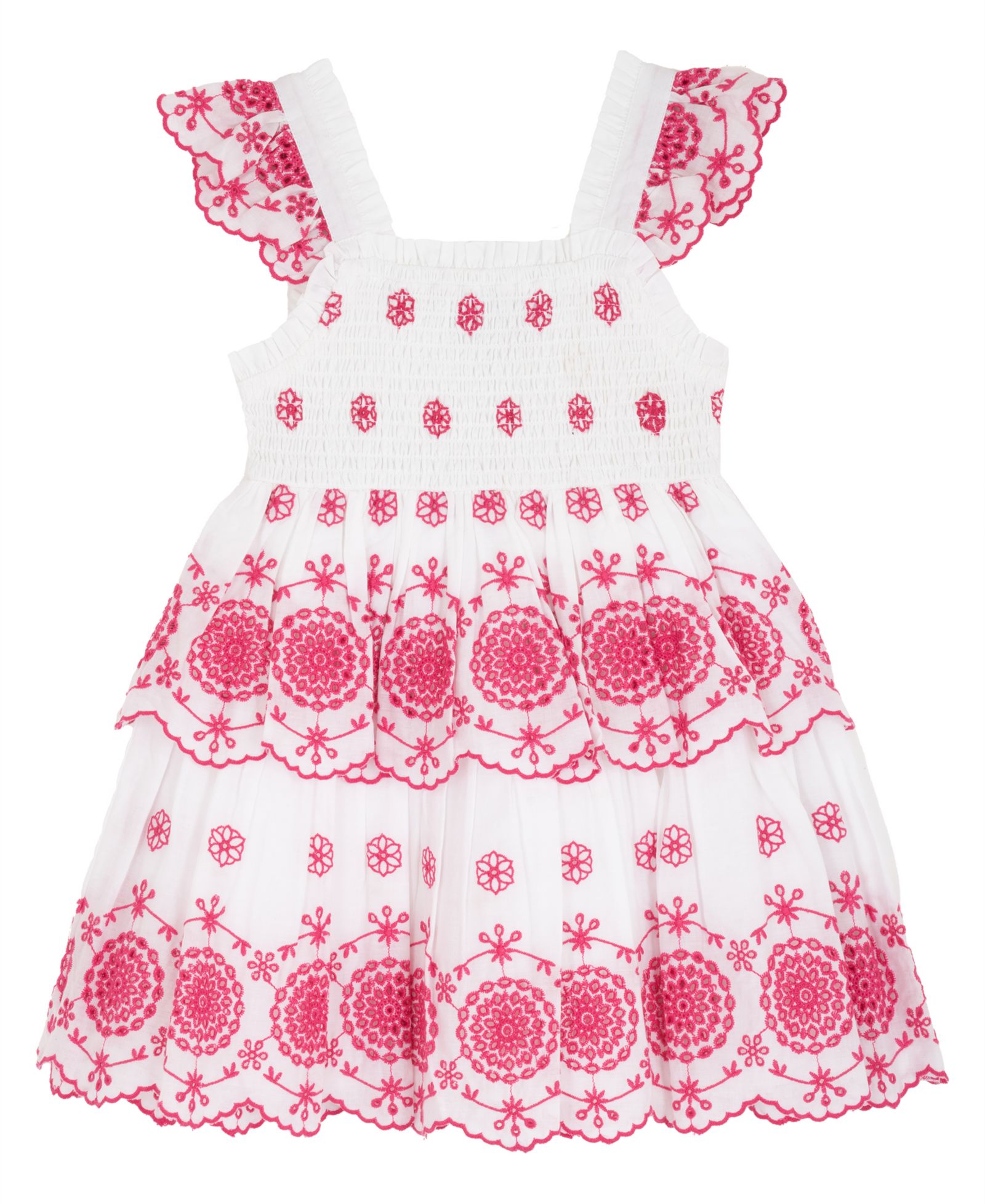 Rare Editions Детское хлопковое платье с воланами Eyelet Flutter-Sleeve, 2T-6X