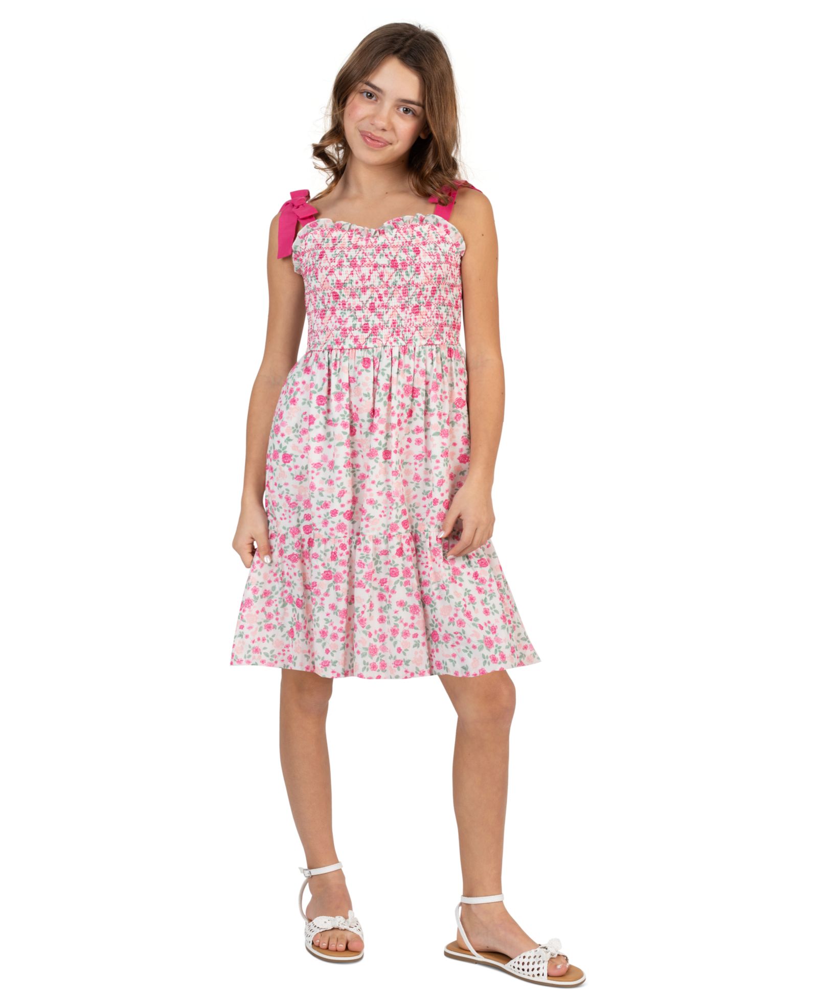 Rare Editions Girls' 7-16 Printed Woven Bodice Sleeveless Dress