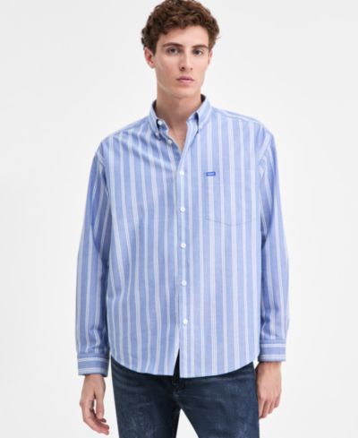 HUGO by Hugo Boss Мужская хлопковая рубашка Oxford Long-Sleeve Striped