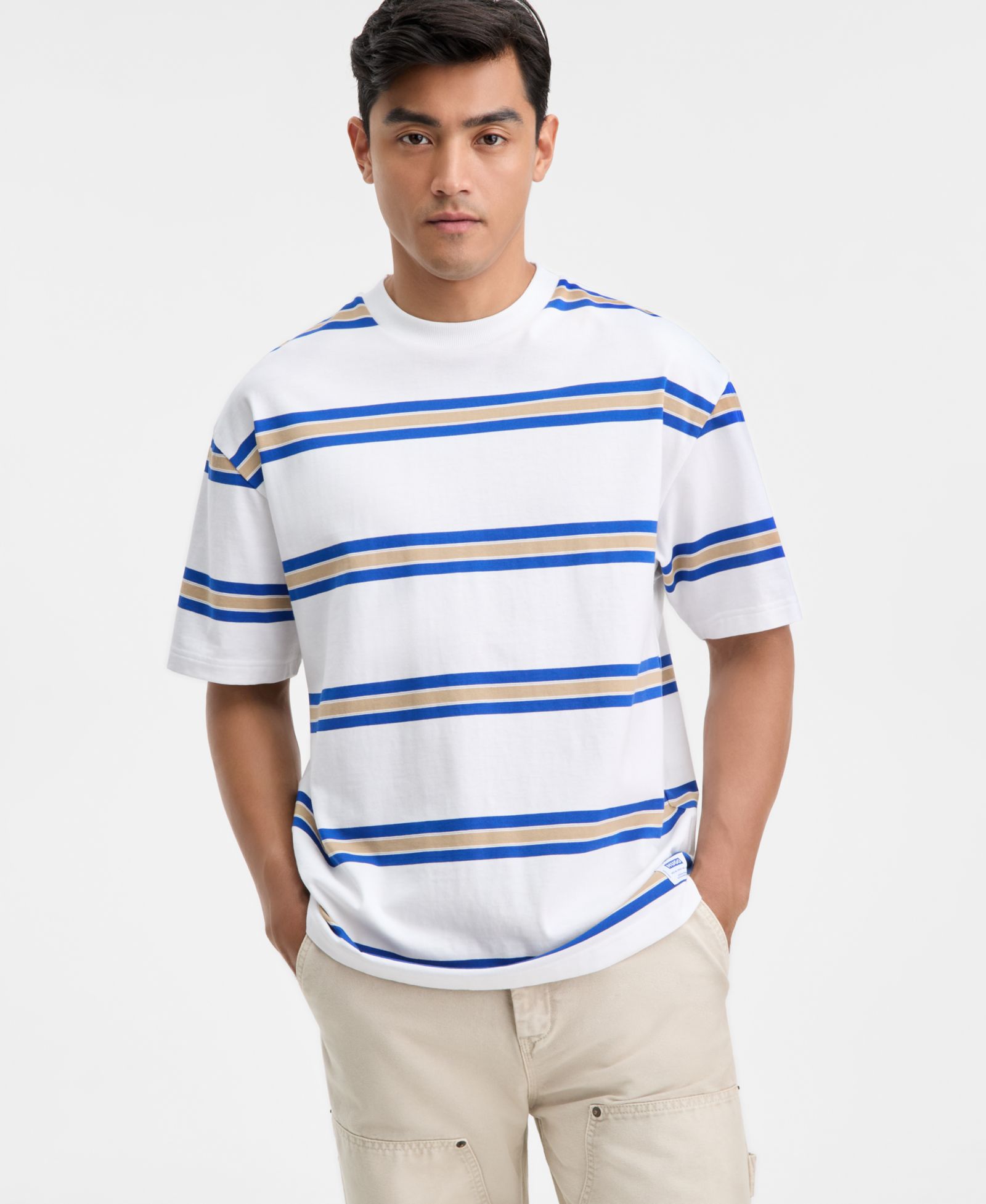 Hugo by Hugo Boss Men's Nolisto Relaxed-Fit Short-Sleeve Striped Crewneck T-Shirt