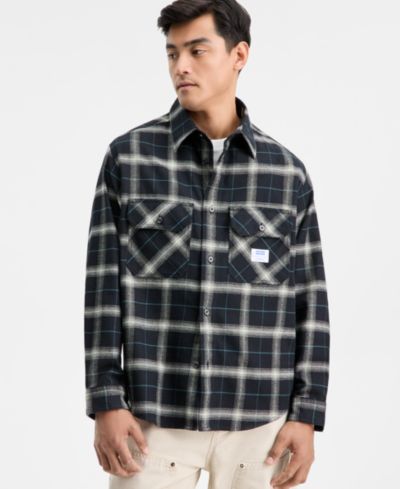 Мужская рубашка в клетку HUGO by Hugo Boss Oversized-Fit Ebolt с длинным рукавом