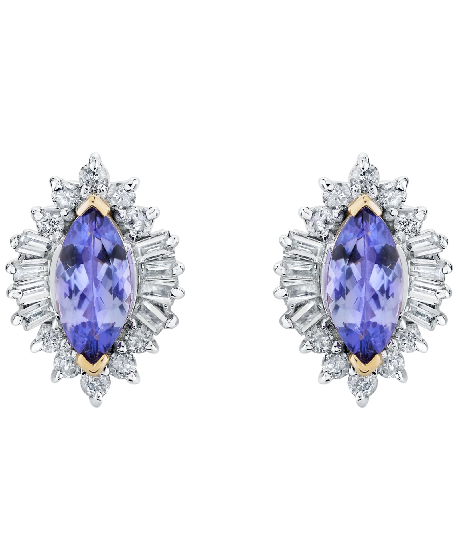 Macy's Tanzanite (3/4 ct. t.w.) & Diamond (1/2 ct. t.w.) Stud Earrings in 10k Yellow Gold