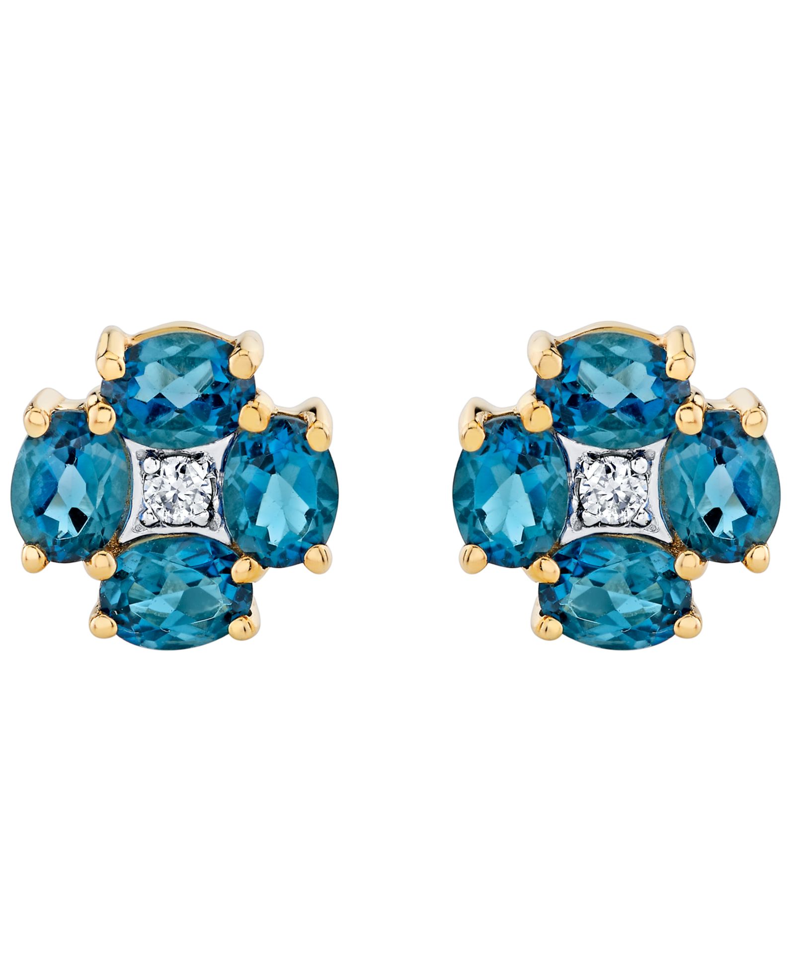 Macy's Серьги-гвоздики Blue Topaz 2 ct. t.w. & Diamond Accent 14k Yellow Gold