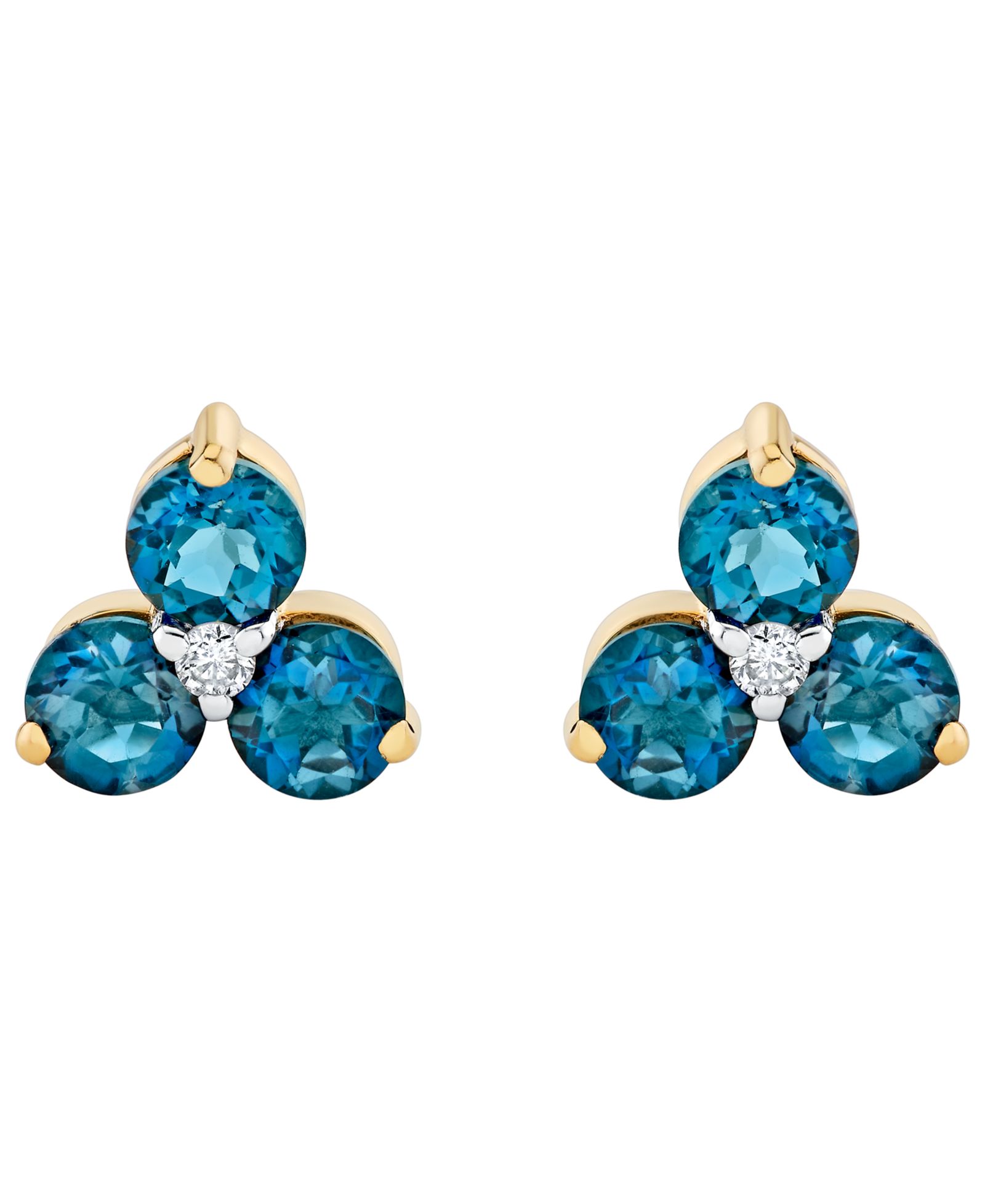 Macy's серьги-гвоздики с голубым топазом (1-3/4 ct. t.w.) и бриллиантами, 14k желтое золото